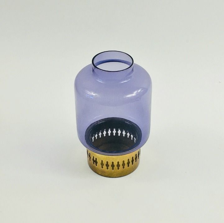 Mid Century Scandinavian Glass & Brass Candle Holder Model L95 From Hans Agne Jakobsson Ab Markaryd, Sweden, 1950s/1960s photo for sale