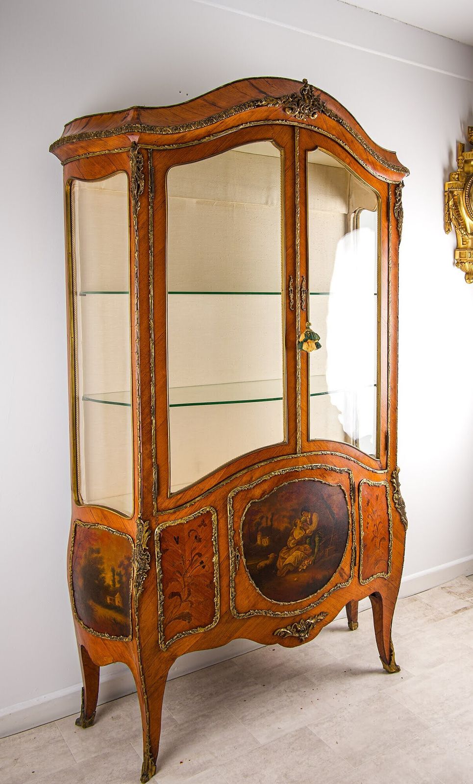 Antique French Kingwood Vernis Martin Vitrine Cabinet With Ormolu Mounts C.1880 photo Furniture