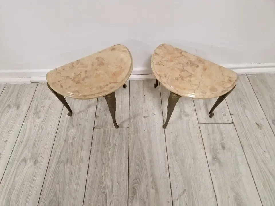 Antique French Bedside Tables With Marble Top photo vinterior