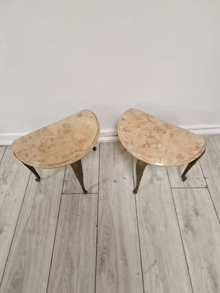 Antique French Bedside Tables With Marble Top photo vintage