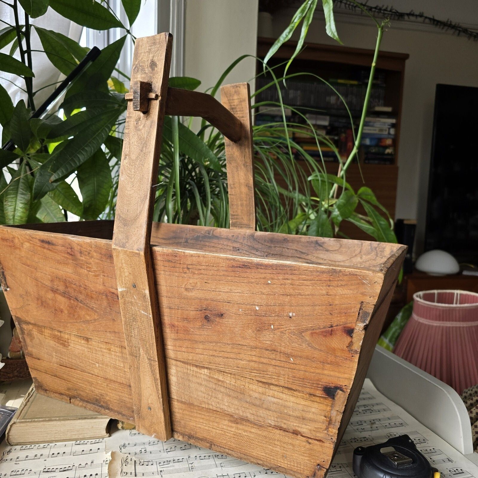 Antique Wooden Trug Chinese Rice Grains Vegetables Old World Rustic Country photo vintage