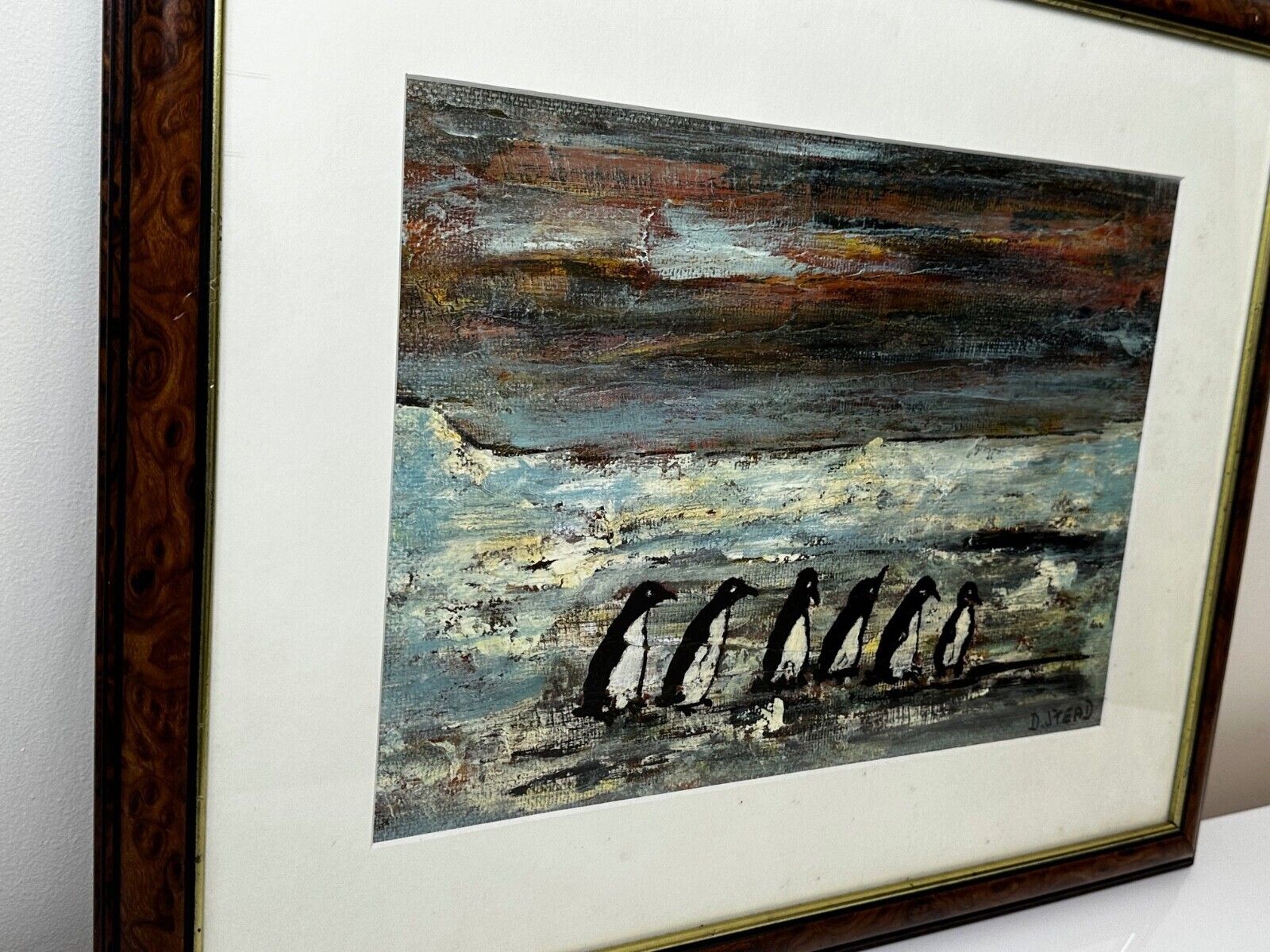 Impressionist Oil Painting Of Penguins, Antarctica – Signed D. Stead, Framed British Artwork photo buy