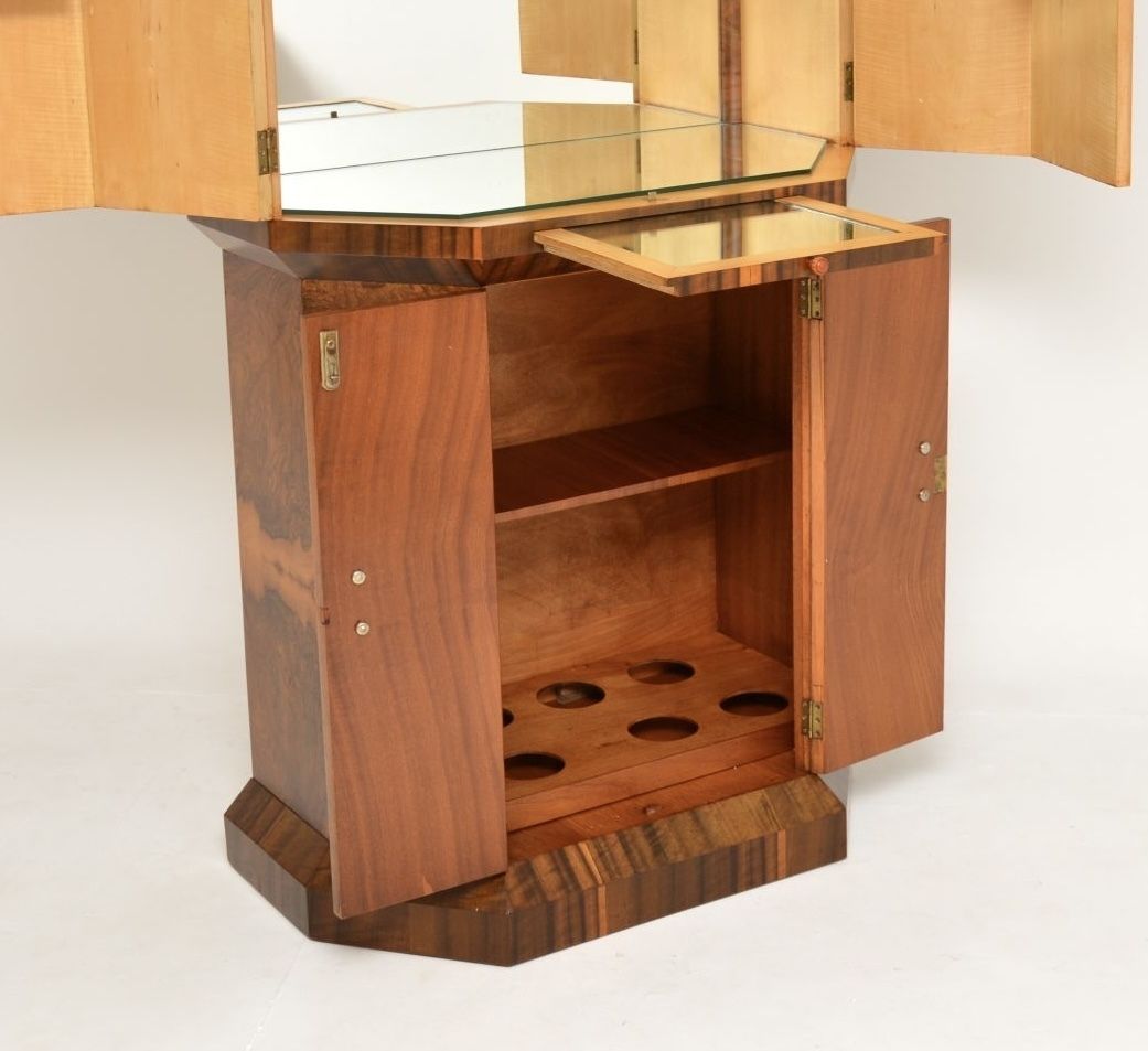 Art Deco Burr Walnut Cocktail Drinks Cabinet photo Furniture