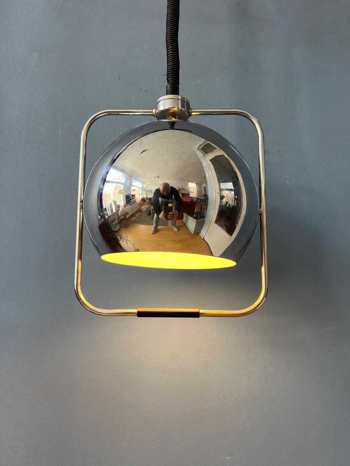 Chromen Mid Century Gepo Eyeball Hanglamp photo vintage