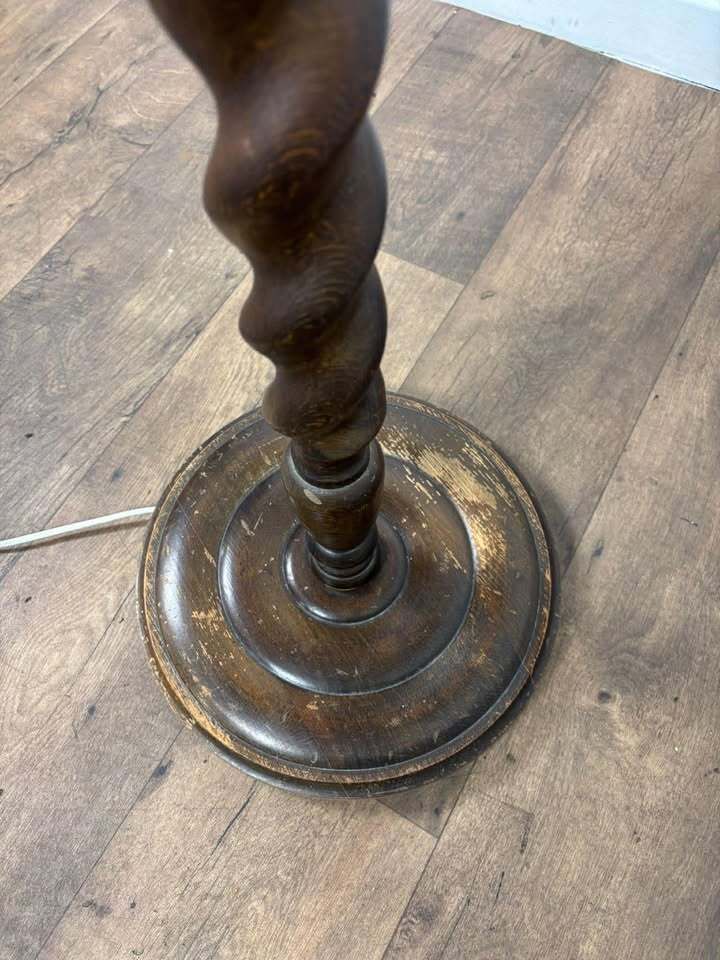 photo furniture Vintage Barley Twist Standard Lamp With Handmade Feather Shade