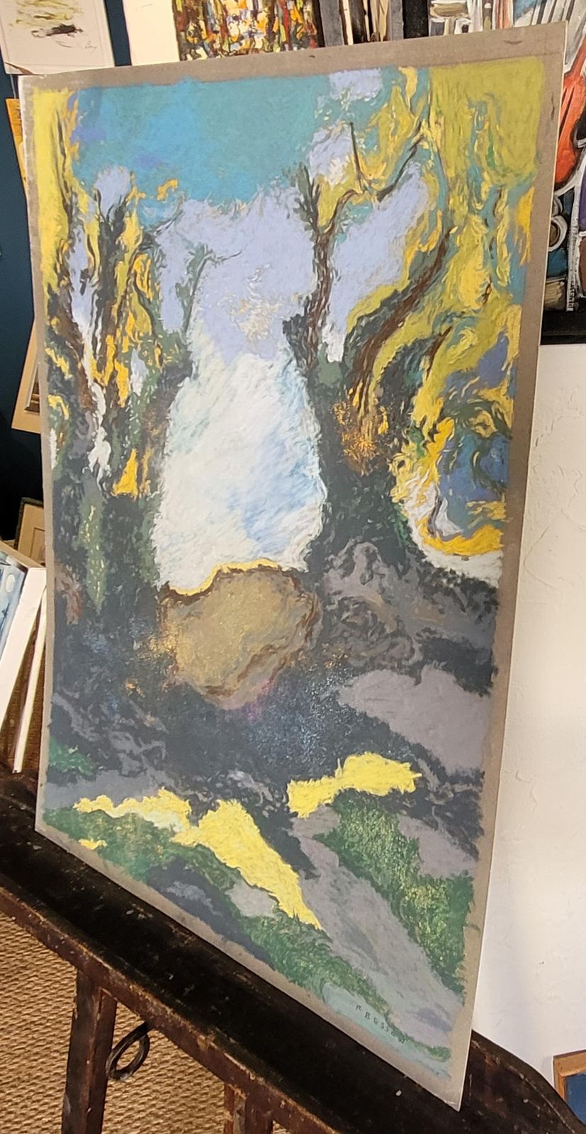 photo for sale Francis Besson Olive Trees In Mid Summer Provence. Pastel On Paper. 2022