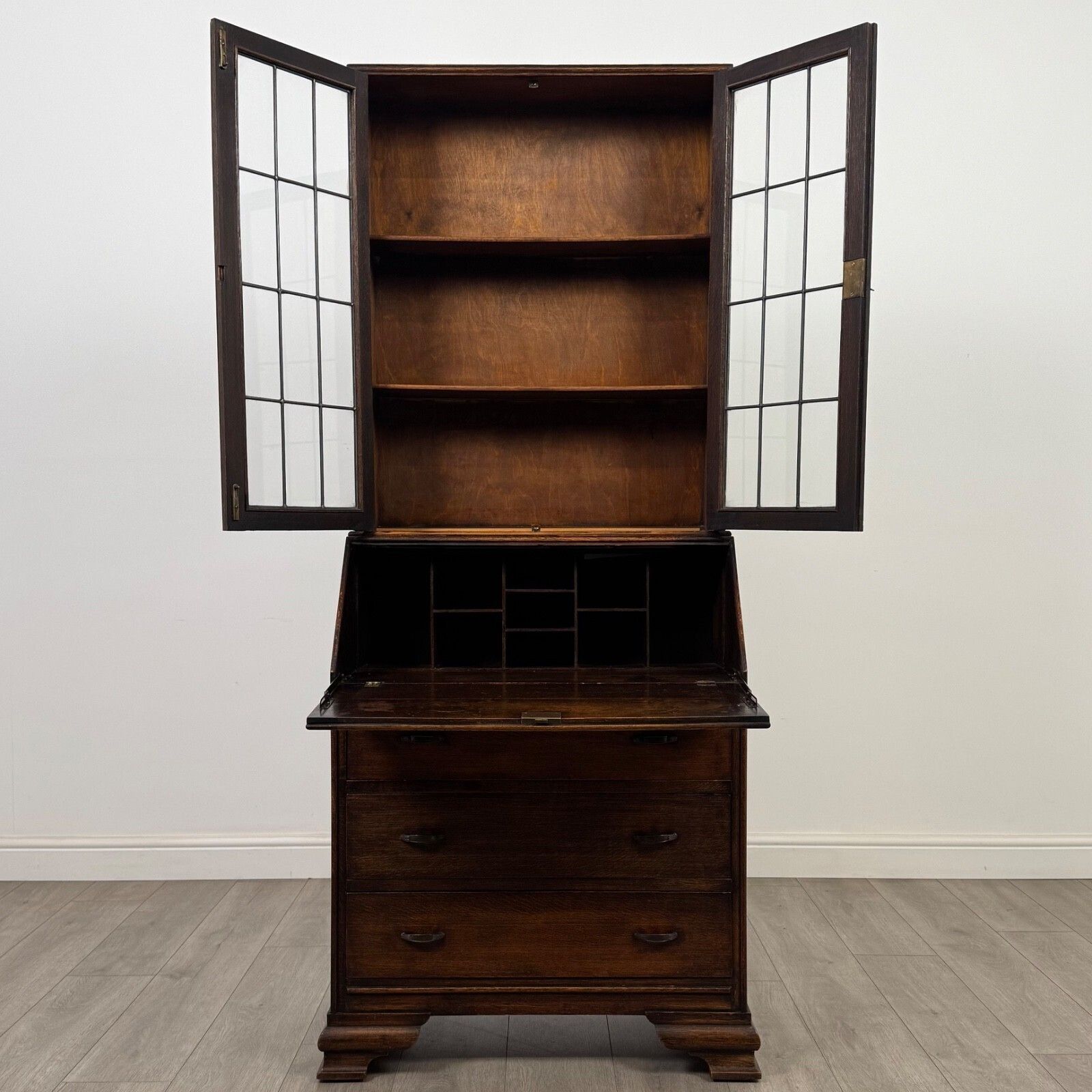 Antique 20th Century Edwardian Bureau Bookcase In Oak ( Af 5452 ) photo for sale