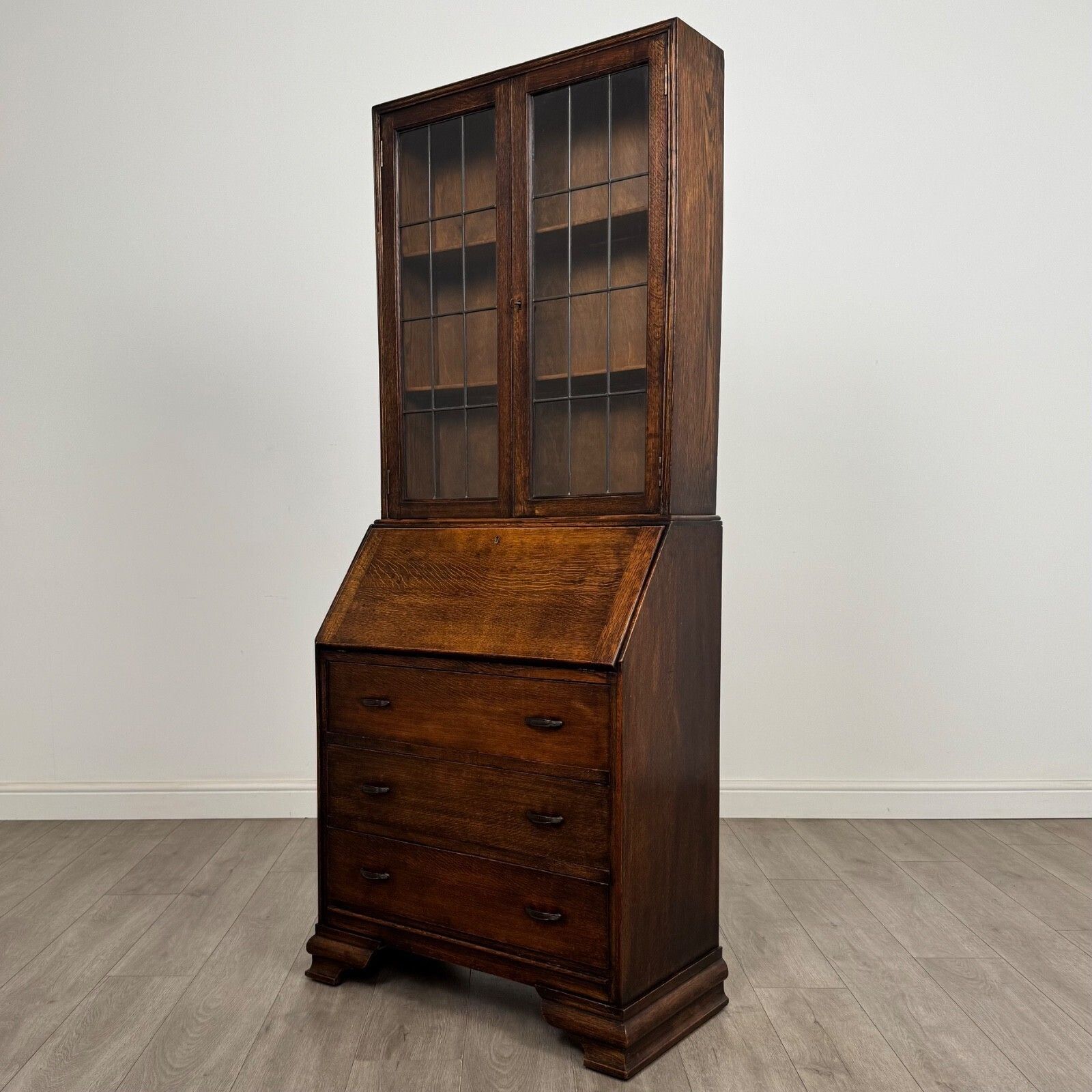 Antique 20th Century Edwardian Bureau Bookcase In Oak ( Af 5452 ) photo Furniture