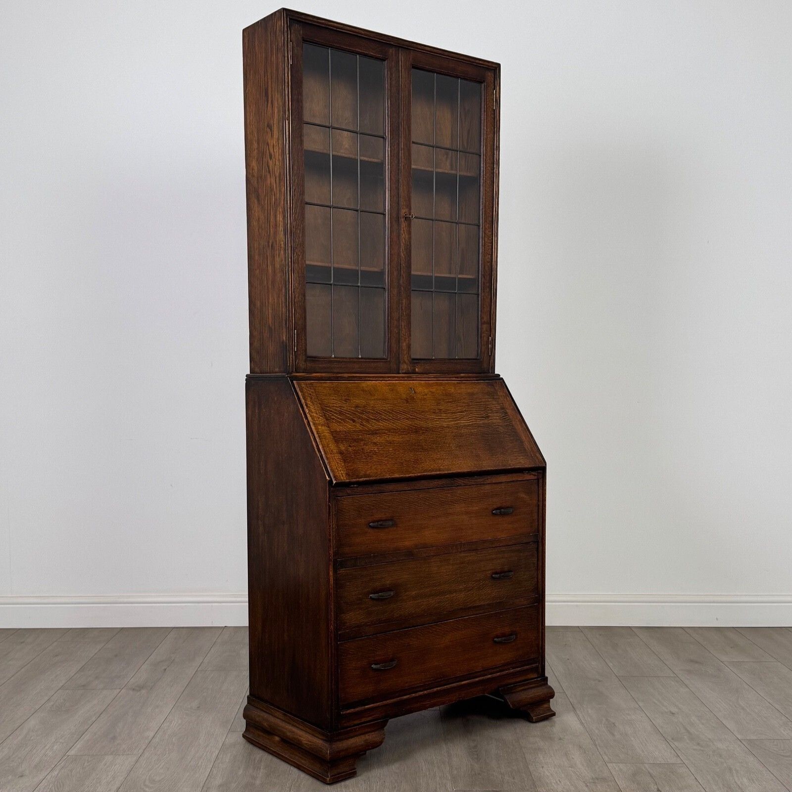 photo for sale Antique 20th Century Edwardian Bureau Bookcase In Oak ( Af 5452 )