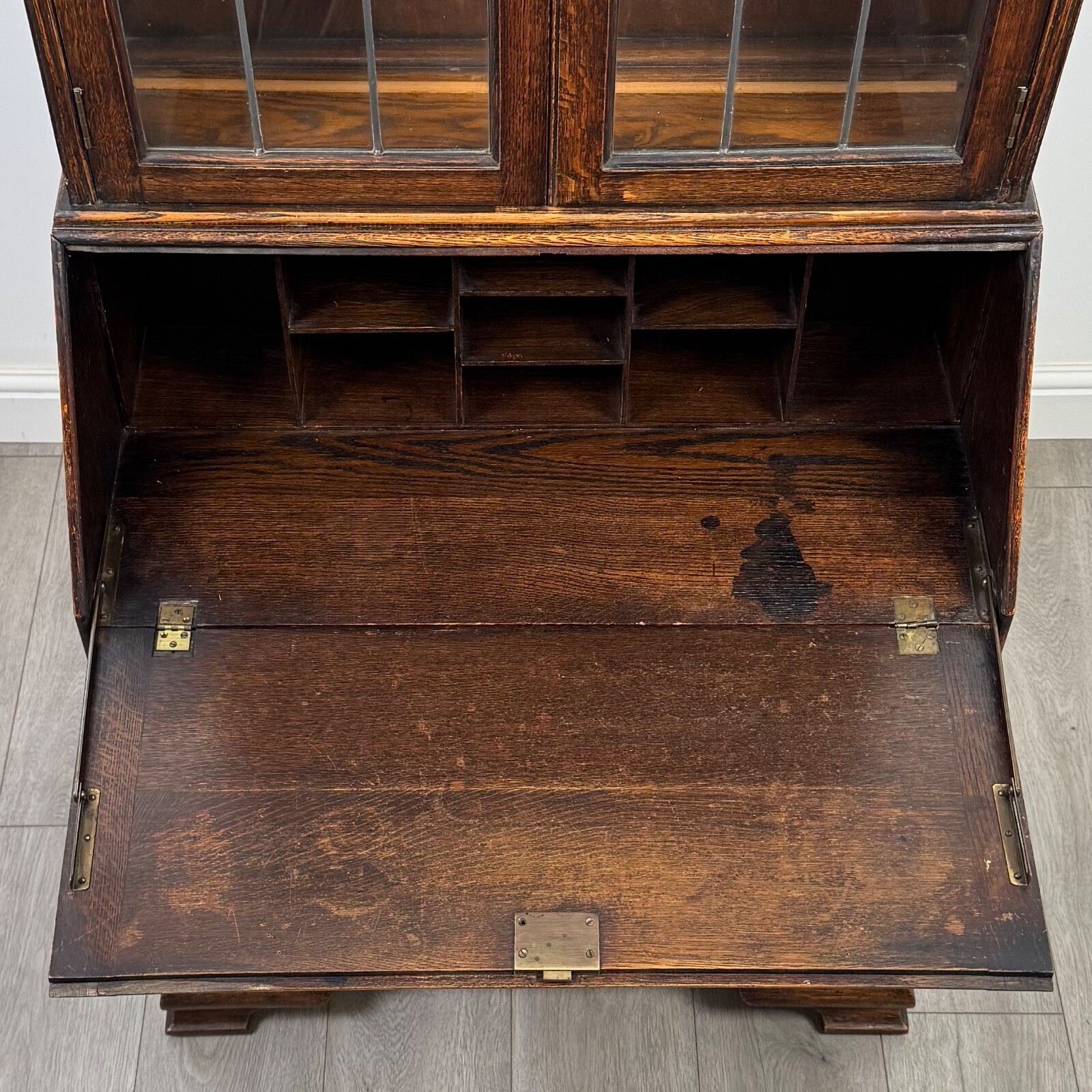 425.0 Antique 20th Century Edwardian Bureau Bookcase In Oak ( Af 5452 ) photo