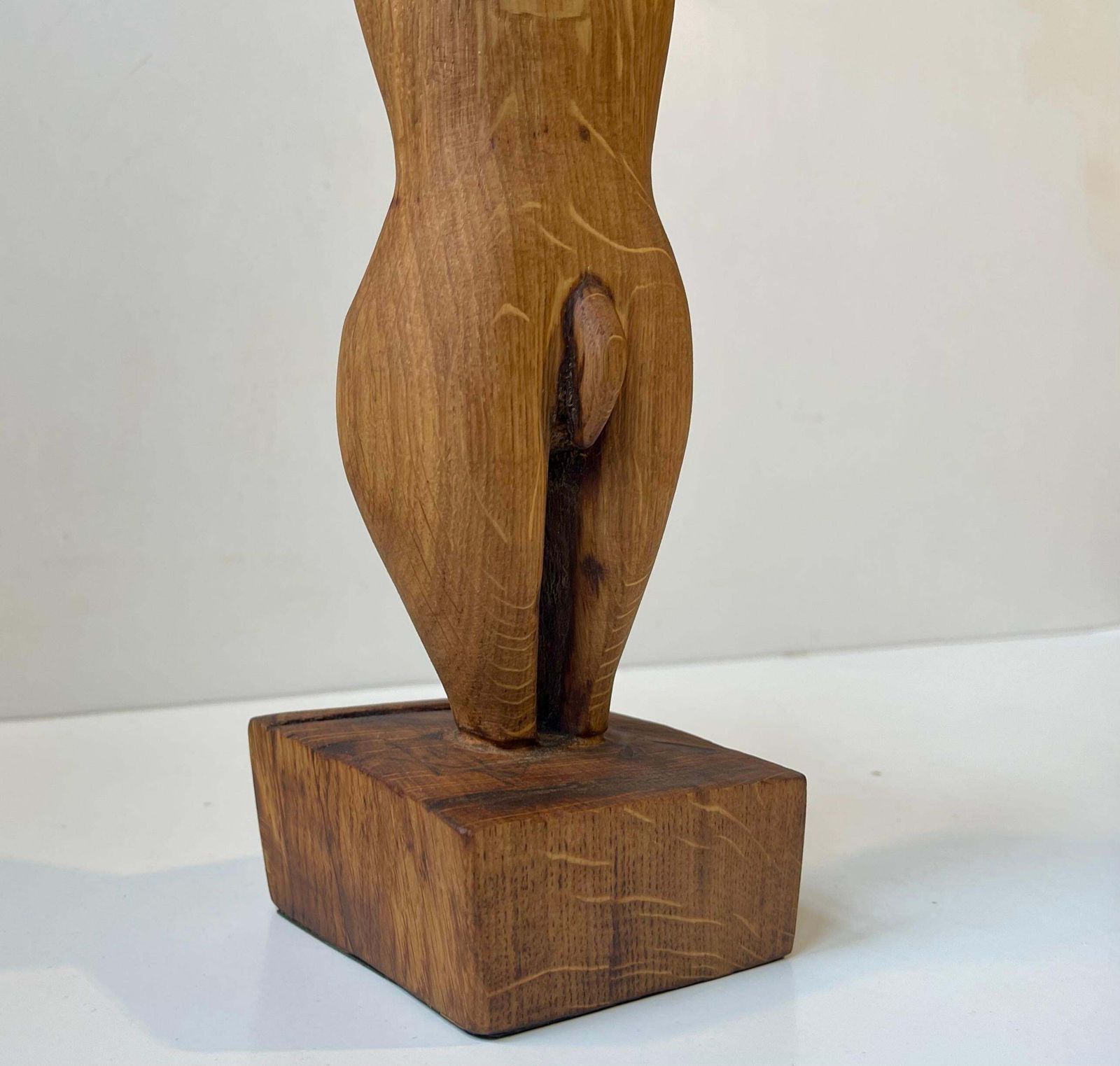Folk Art Phallus Sculpture   Male Torso In Hand Carved Wood, 1970s photo furniture
