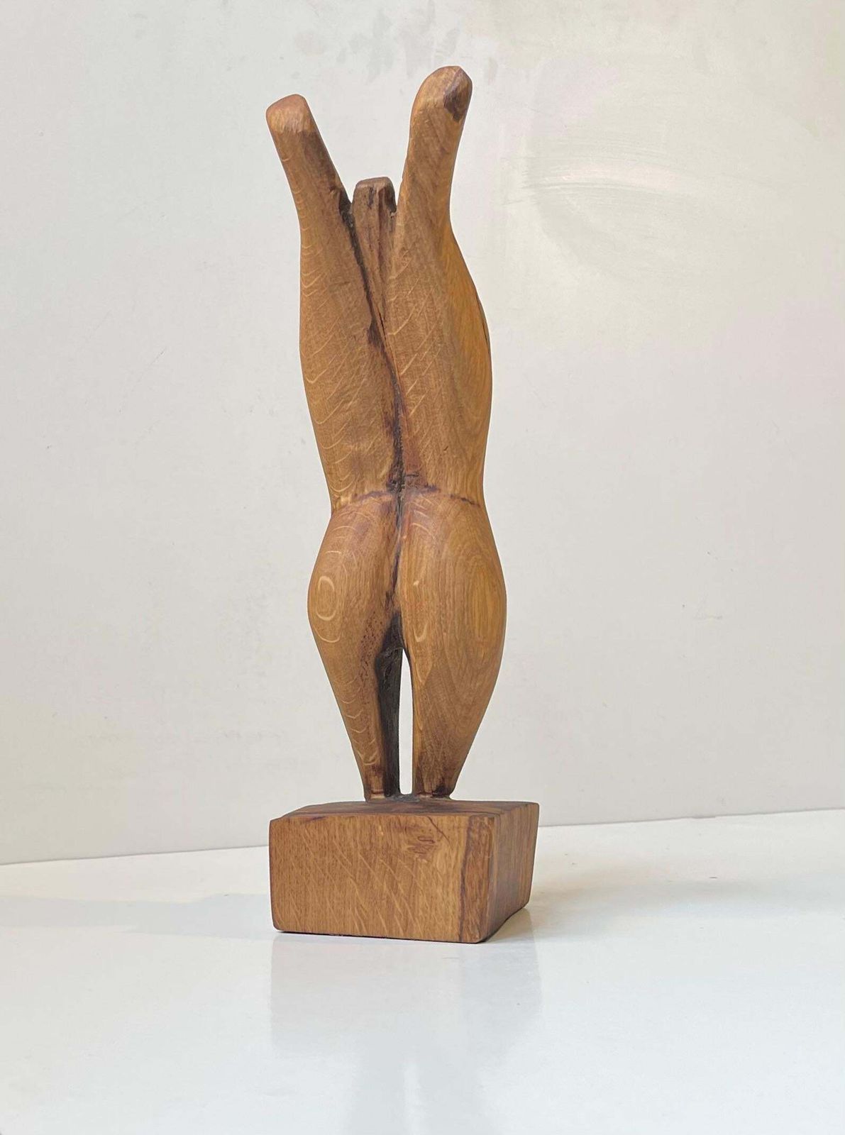Folk Art Phallus Sculpture   Male Torso In Hand Carved Wood, 1970s photo vinterior