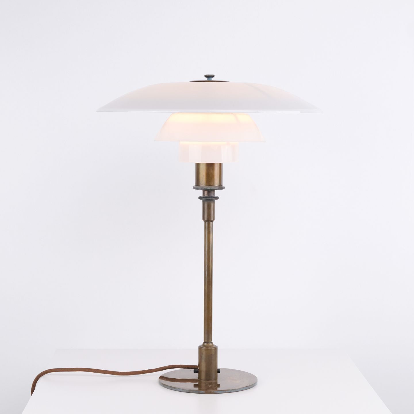 Poul Henningsen Table Lamp Model Ph 4/3 In Burnished Brass For Louis Poulsen, 1930s.