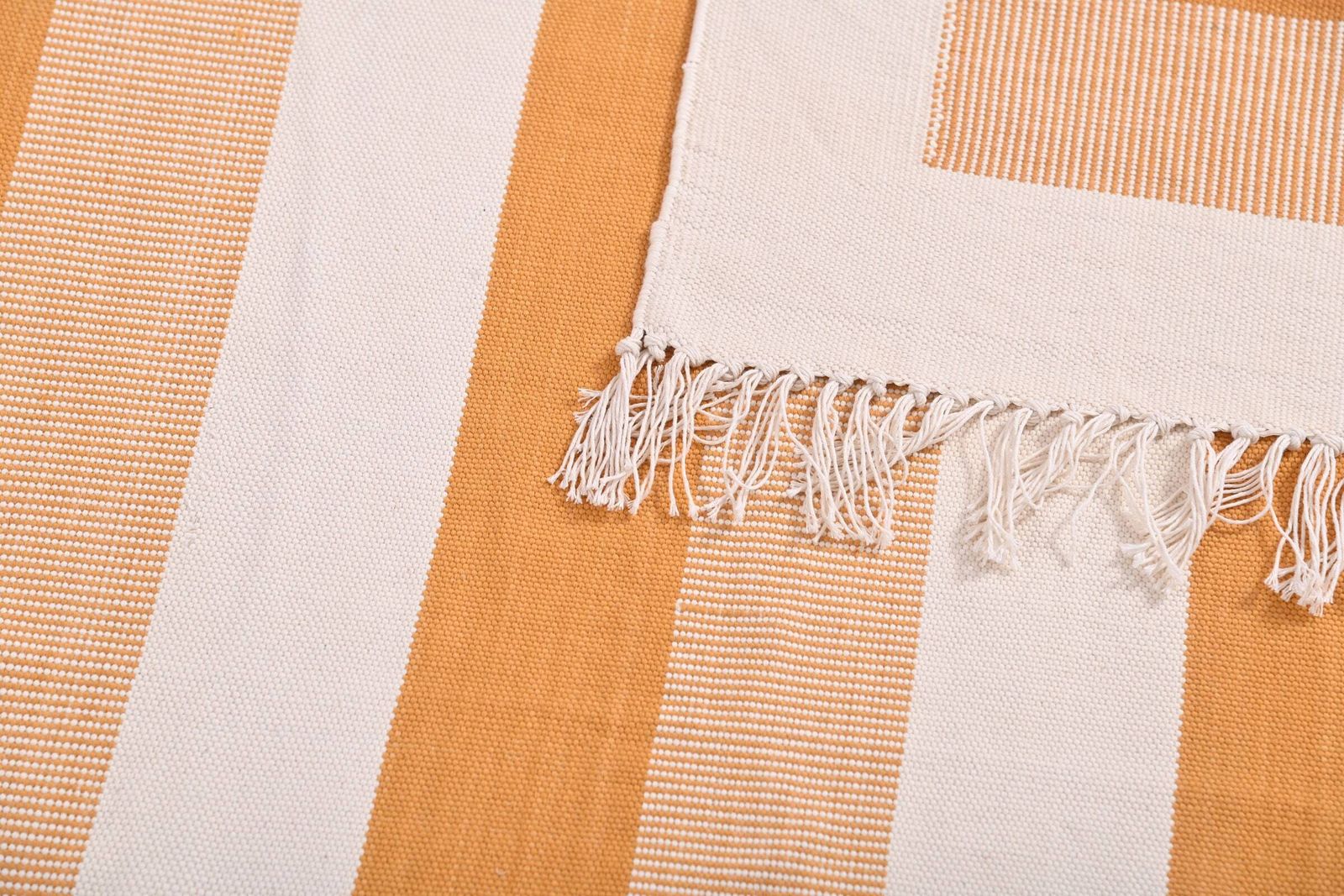 Handmade Brown Striped Dhurrie Rug: Scandinavian Kilim (9 X 12 Inc) photo furniture