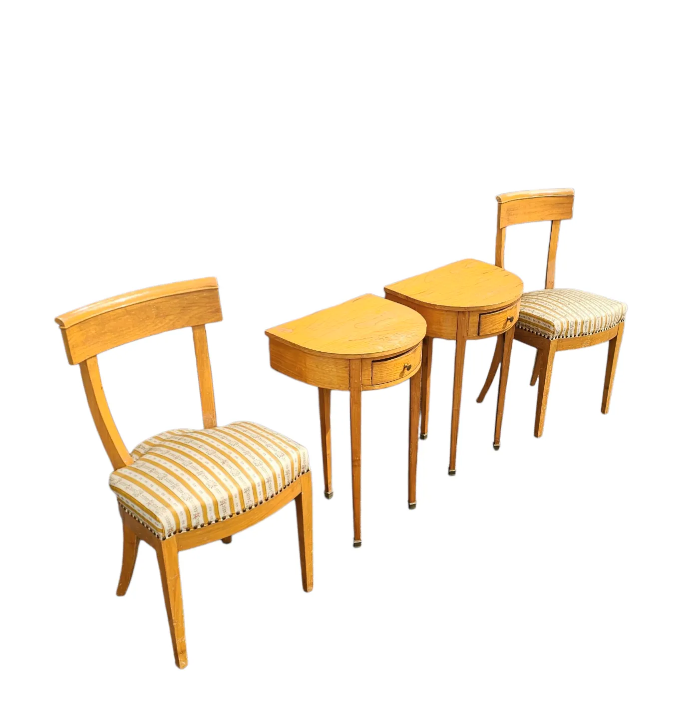 Matching Cherry Wood / Biedermeier Chairs / Sidetables Set / Tripot Console Table.