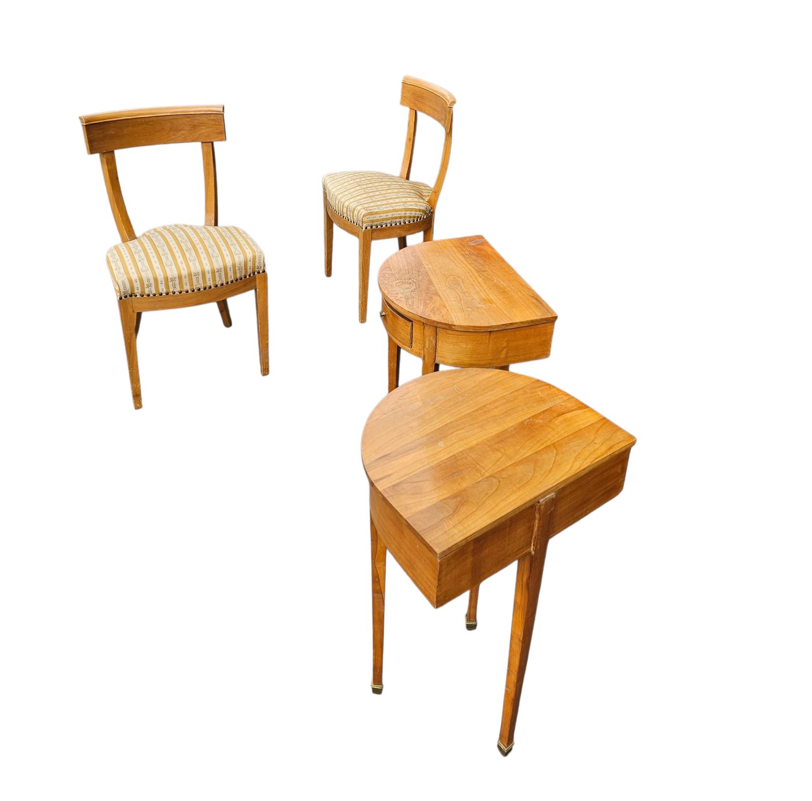 Matching Cherry Wood / Biedermeier Chairs / Sidetables Set / Tripot Console Table. photo vinterior