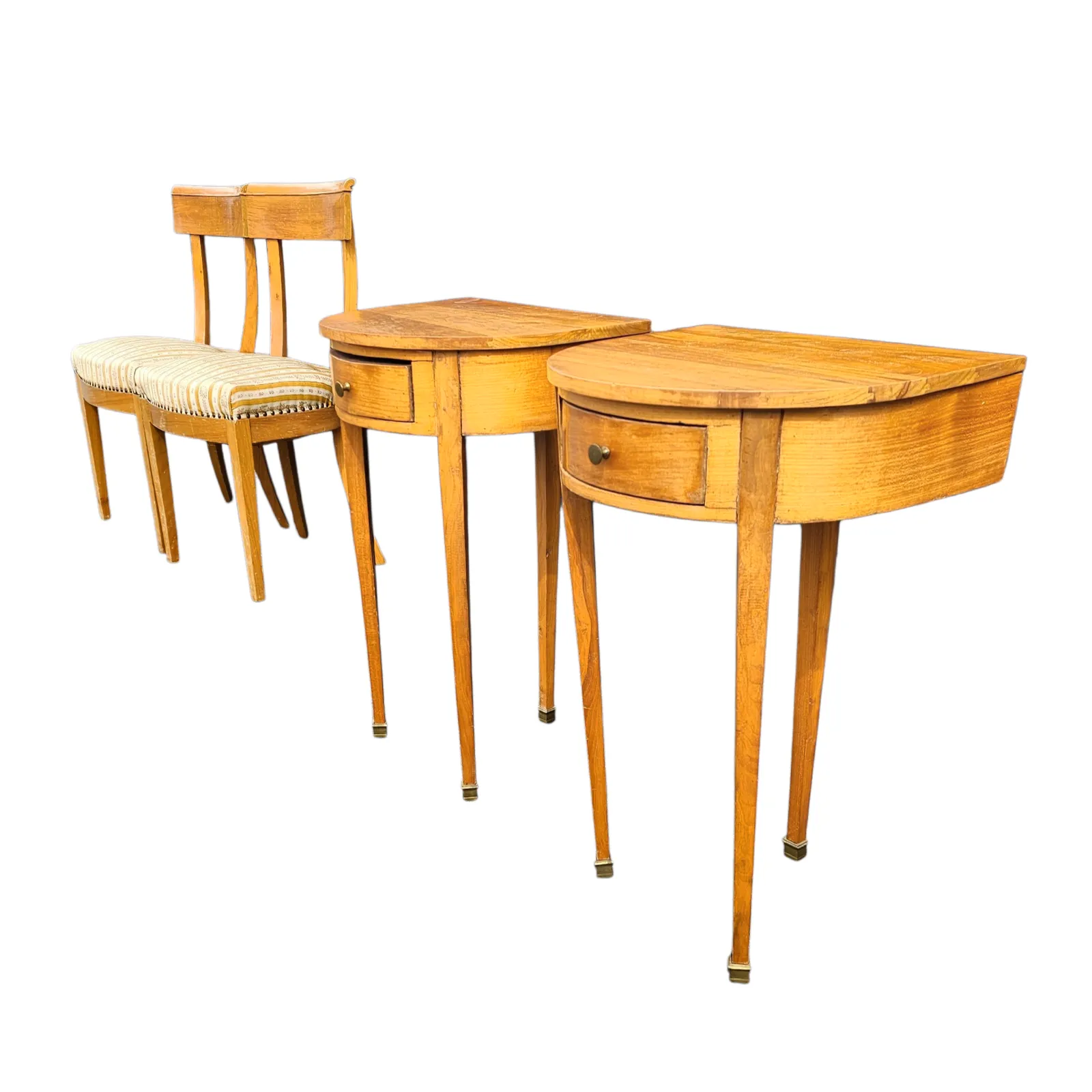 photo vintage Matching Cherry Wood / Biedermeier Chairs / Sidetables Set / Tripot Console Table.