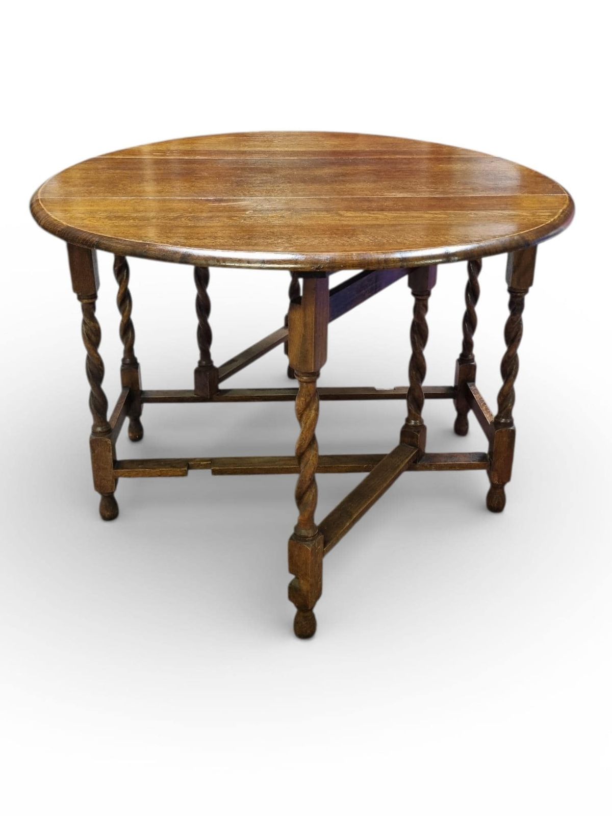 Antique Oak Gateleg Drop Leaf Table / Barley Twist Legs / C.1920 / Free Delivery photo furniture
