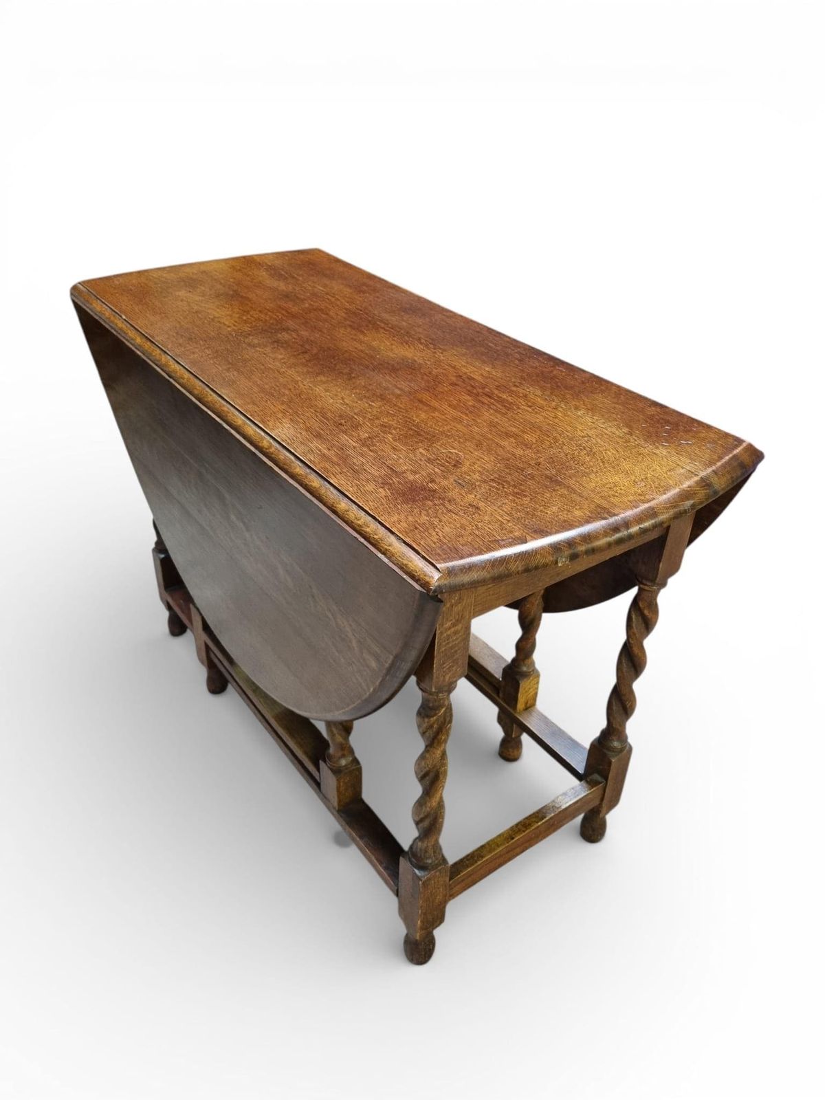 Antique Oak Gateleg Drop Leaf Table / Barley Twist Legs / C.1920 / Free Delivery photo for sale