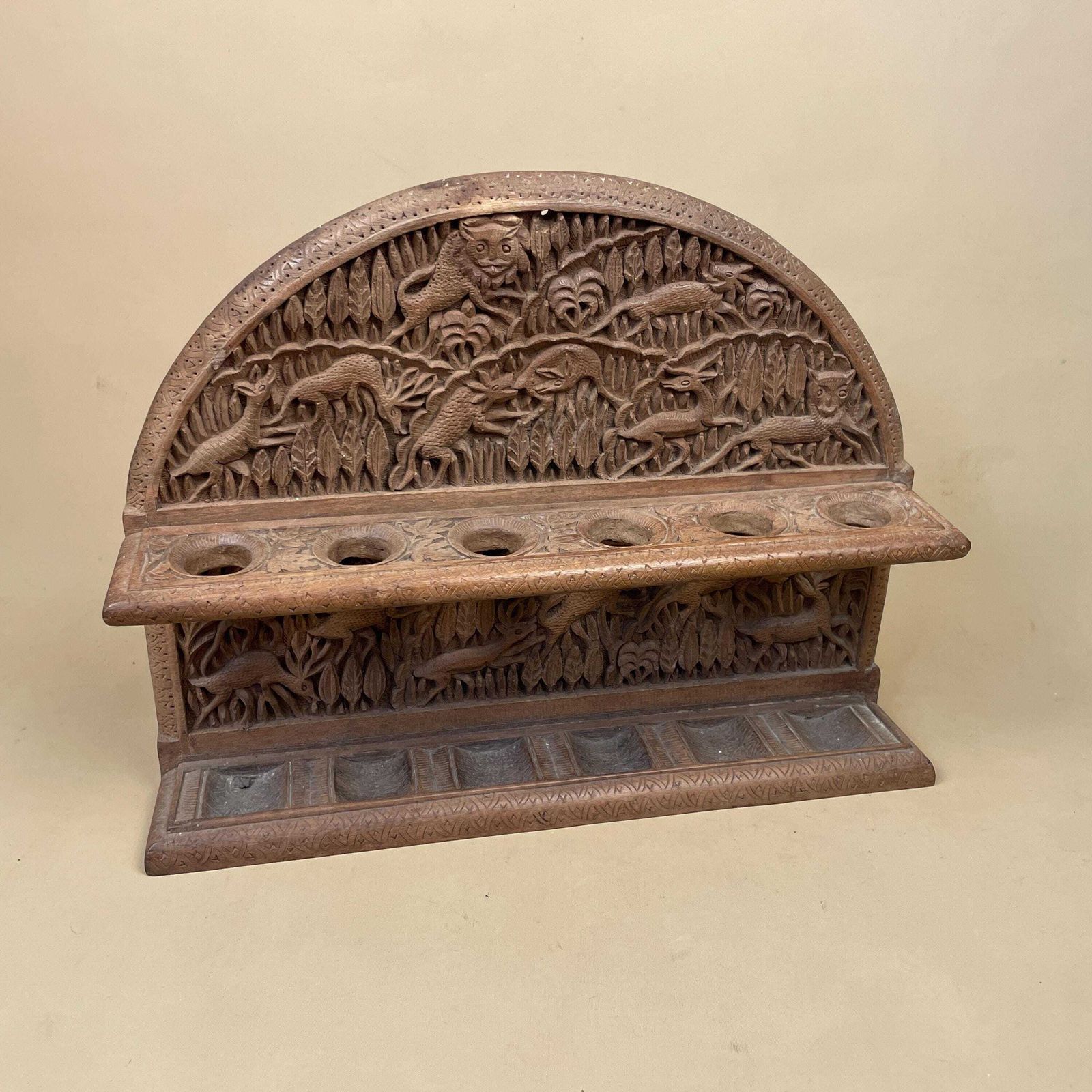 Wooden Wall Holder Smokers Pipe Rack Hand Carved Stand Wood Collectable Animals 6 Pipes Cabinet Display Animal Crafted Africa