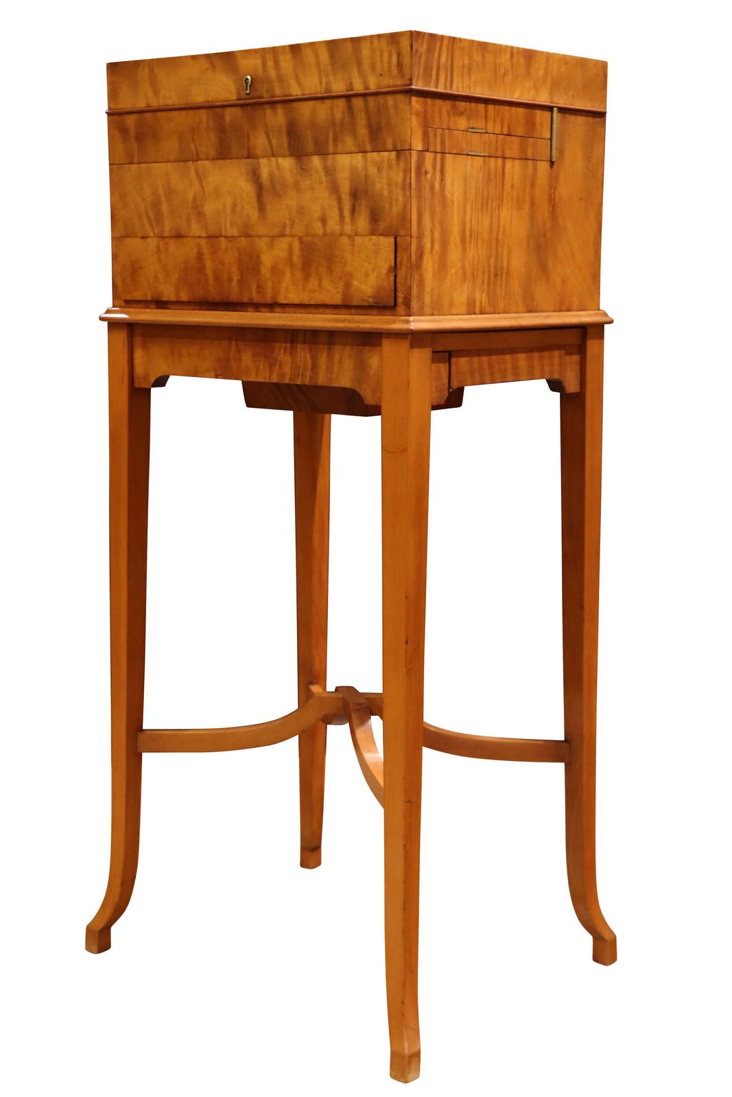 Fine Edwardian Satinwood Dressing Table By Mappin & Webb With Fitted Vanity Box C.1910