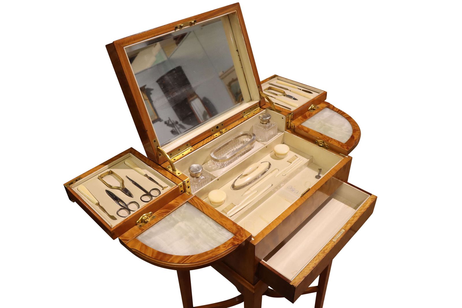 Fine Edwardian Satinwood Dressing Table By Mappin & Webb With Fitted Vanity Box C.1910 photo furniture