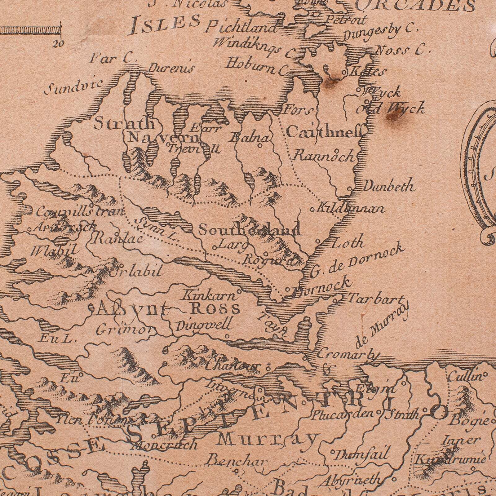 photo for sale Antique Map Of Scotland, French, Framed Cartography, Ecosse, Georgian, C.1780