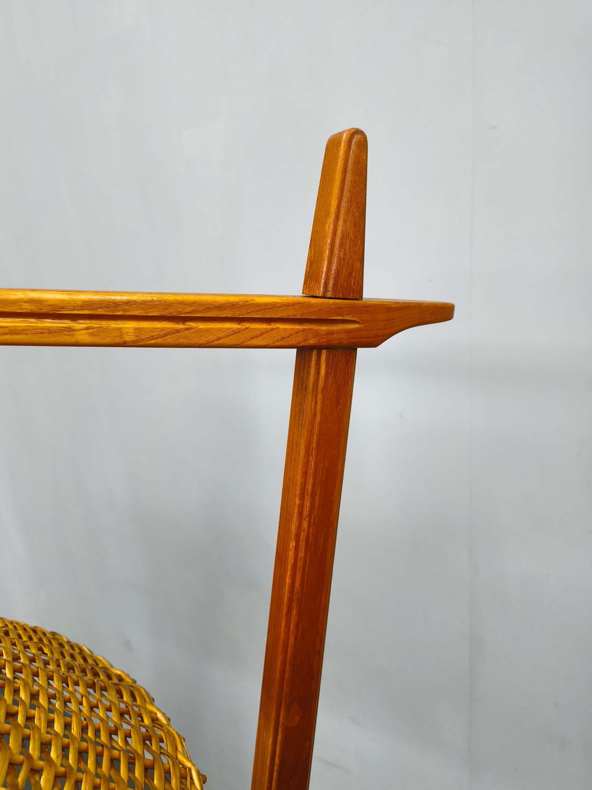 Lighting Mid Century Floor Lamp With Rattan Shade, Czechoslovakia, 1960s photo