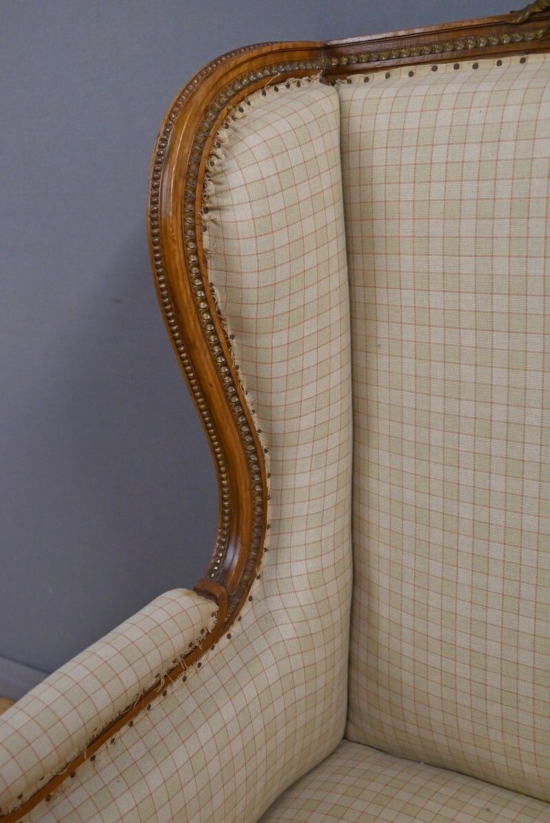 Bergère Armchair With Walnut Ears, Louis XVI Style – Late 19th Century photo vintage