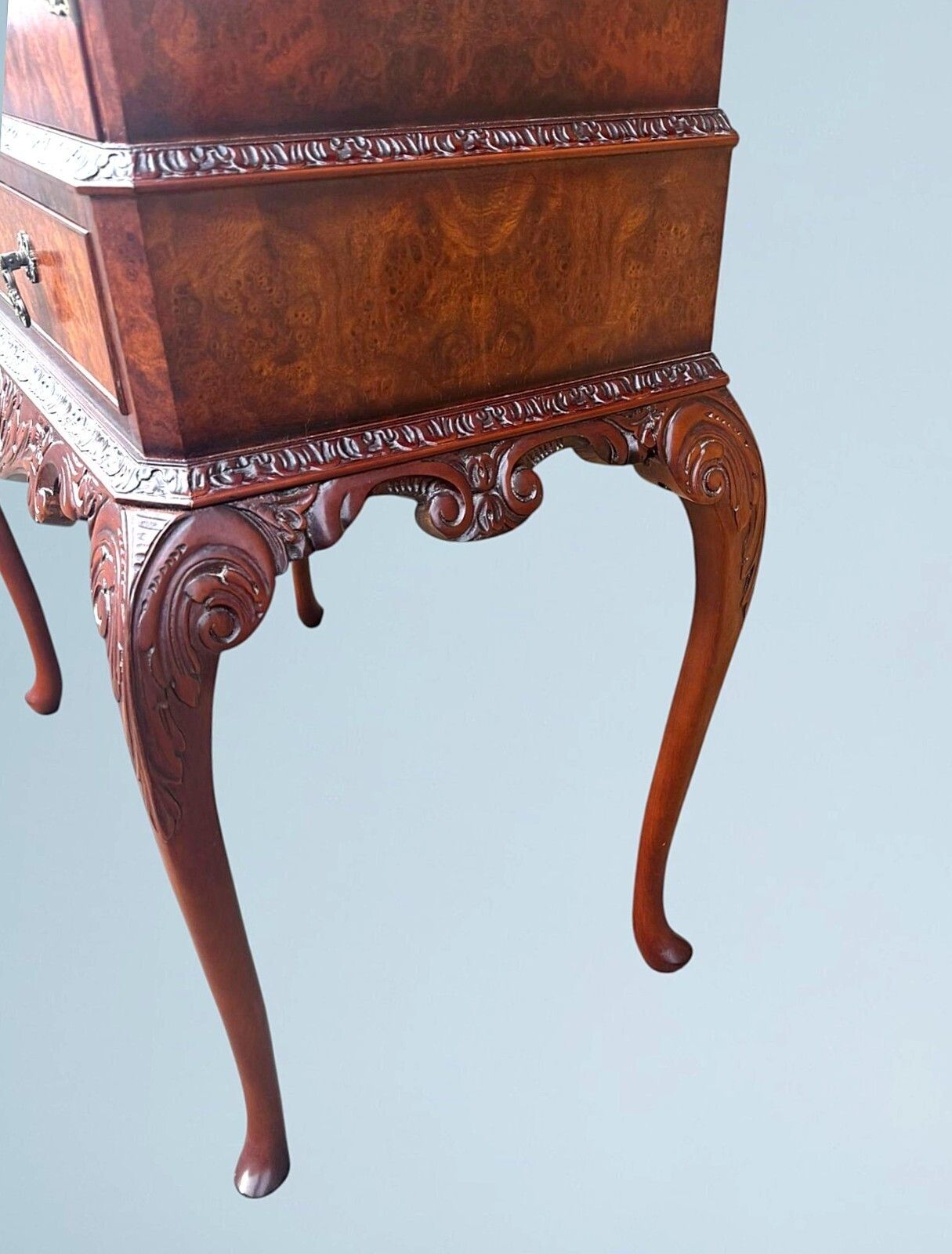 photo buy Queen Anne Style Burr Walnut Cocktail Cabinet / Drinks Cabinet