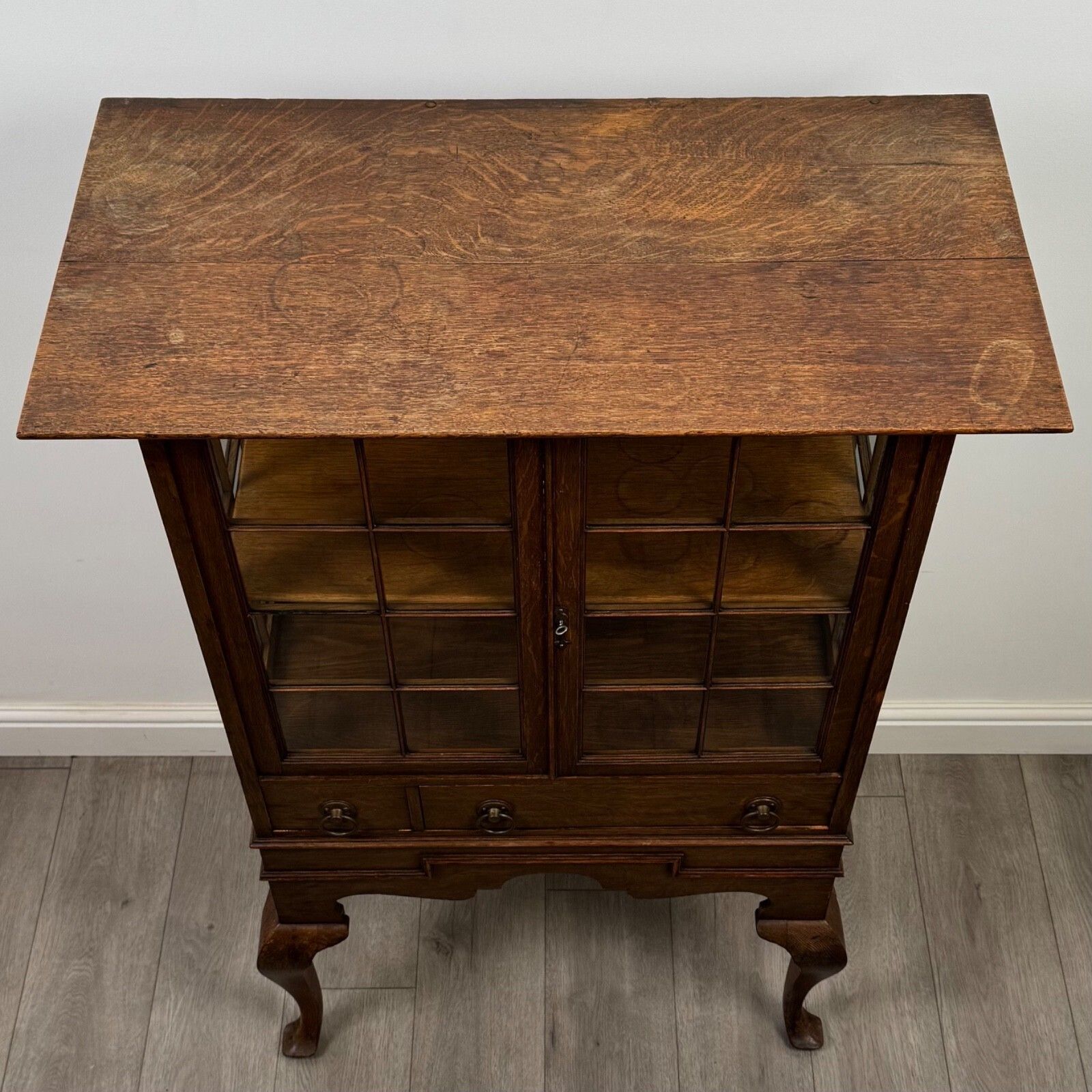 photo for sale Antique 20th Century Good Quality Display Cabinet In Oak