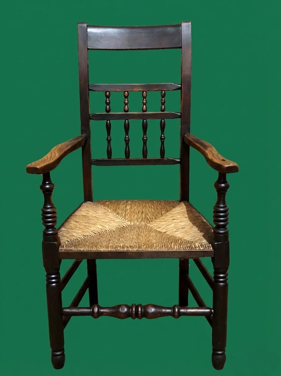 Handsome Antique Elm Carver Or Desk Chair photo furniture