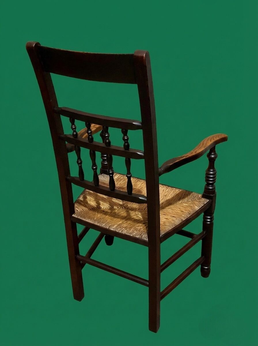 Handsome Antique Elm Carver Or Desk Chair photo for sale