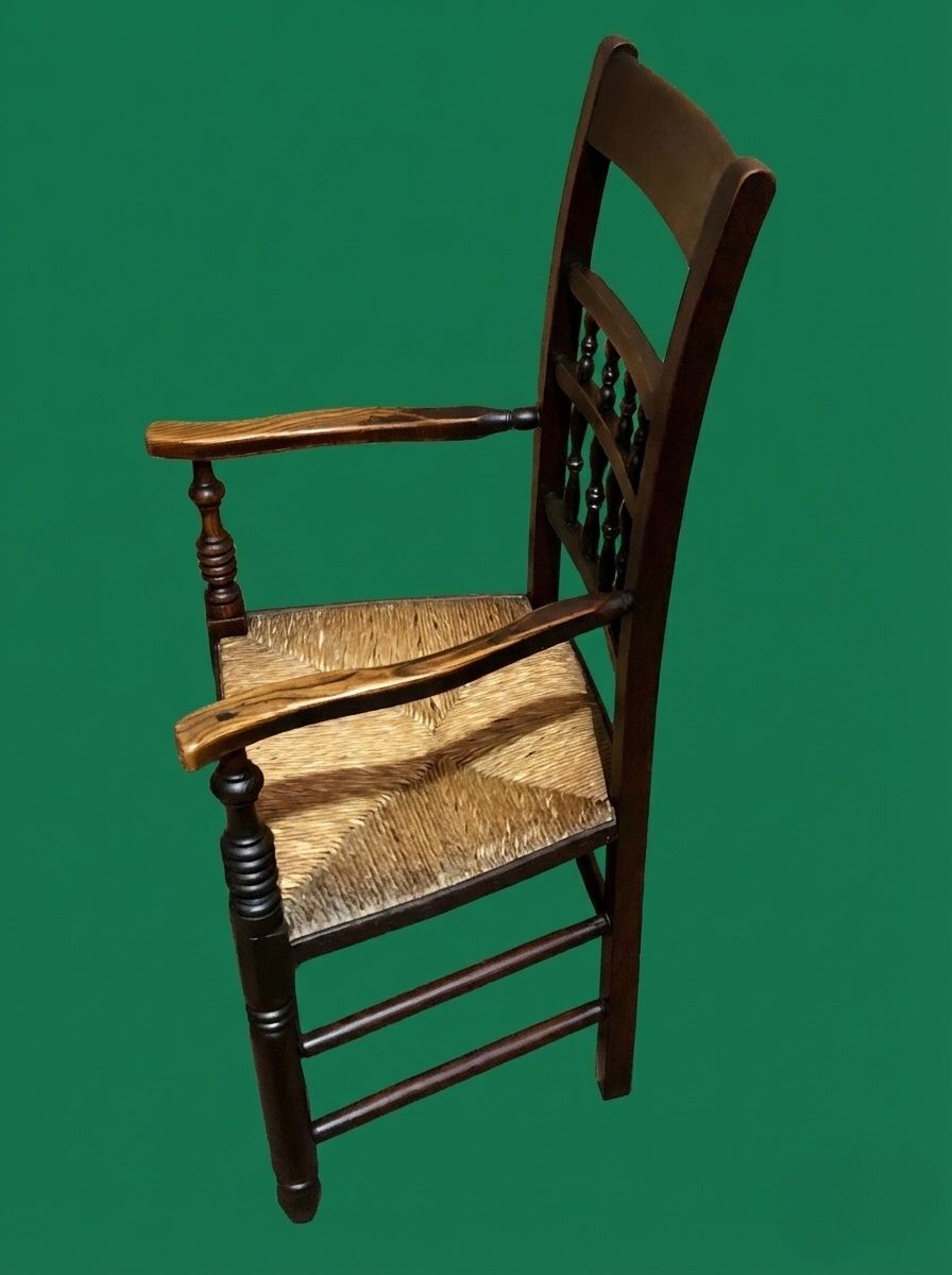Handsome Antique Elm Carver Or Desk Chair photo 189.0