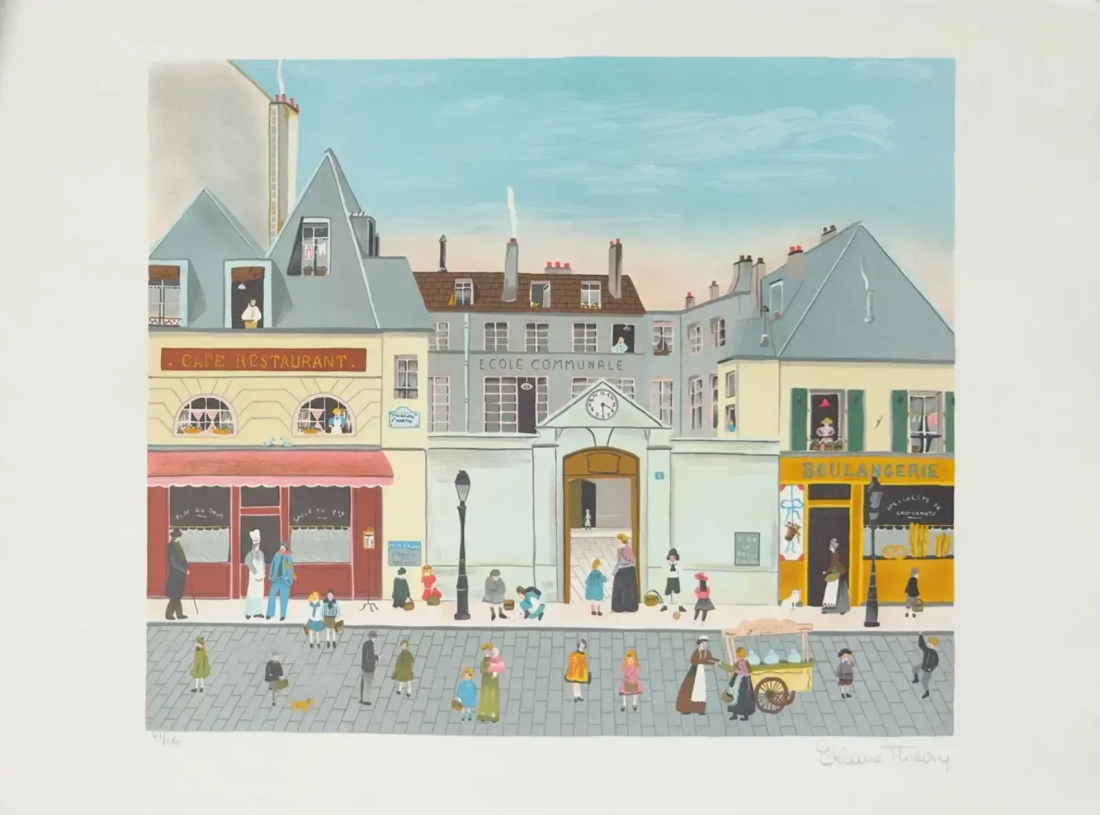 Eliane Thierry   Original Signed And Numbered Lithograph, Paris, L'école Naive Art