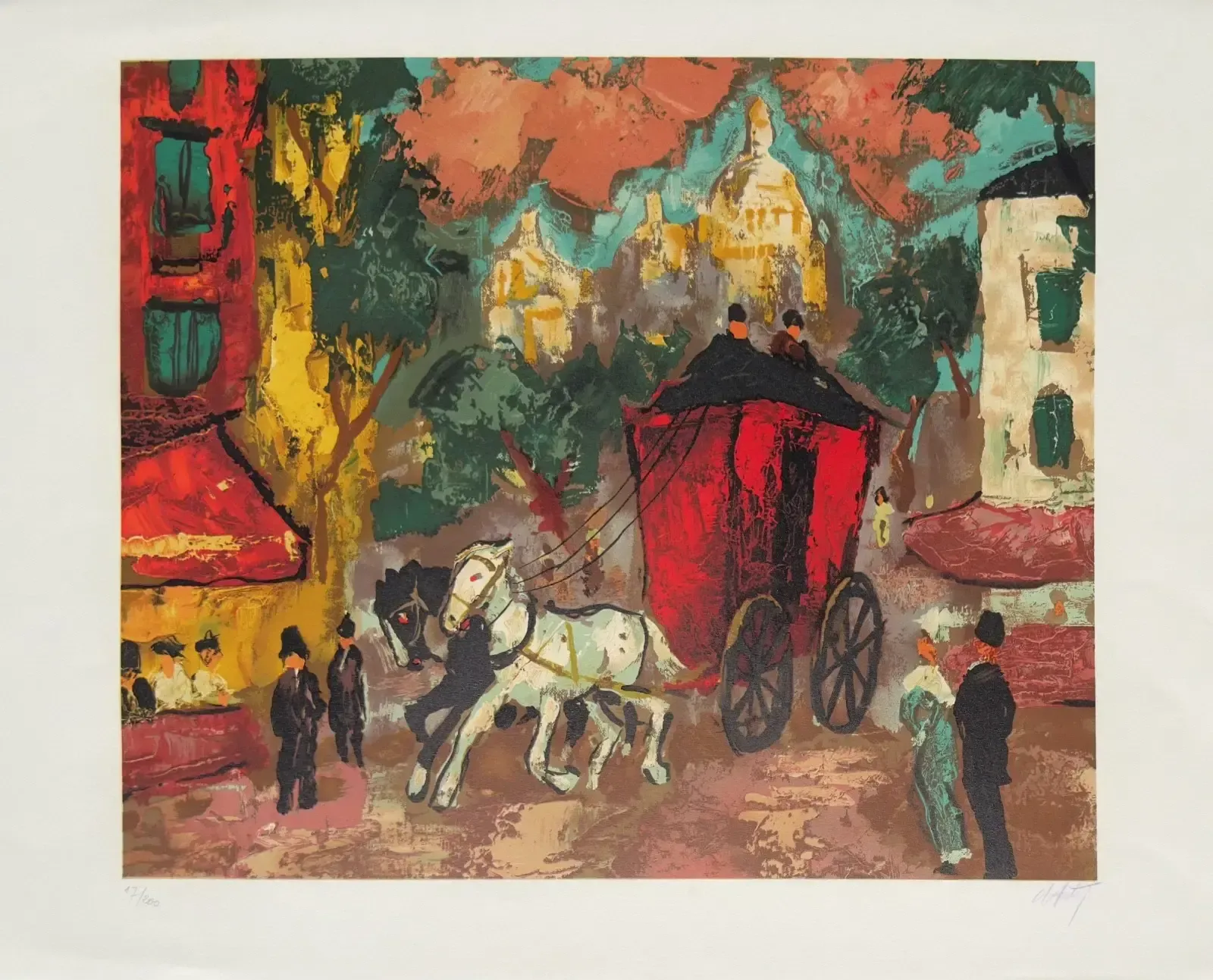 Henri D'anty   Signed And Numbered Lithograph   Carriage In Montmartre, Paris