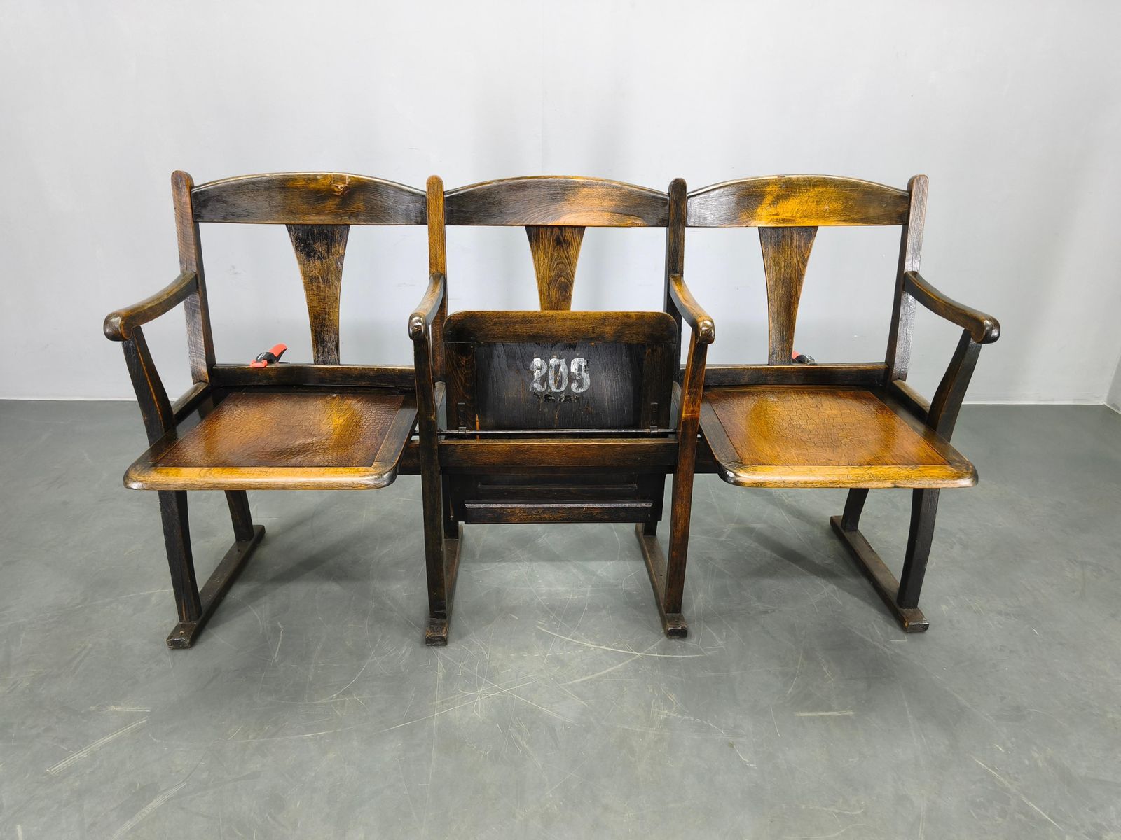 Rare 1920s Czechoslovak Beech Wood Cinema Bench Seating photo furniture