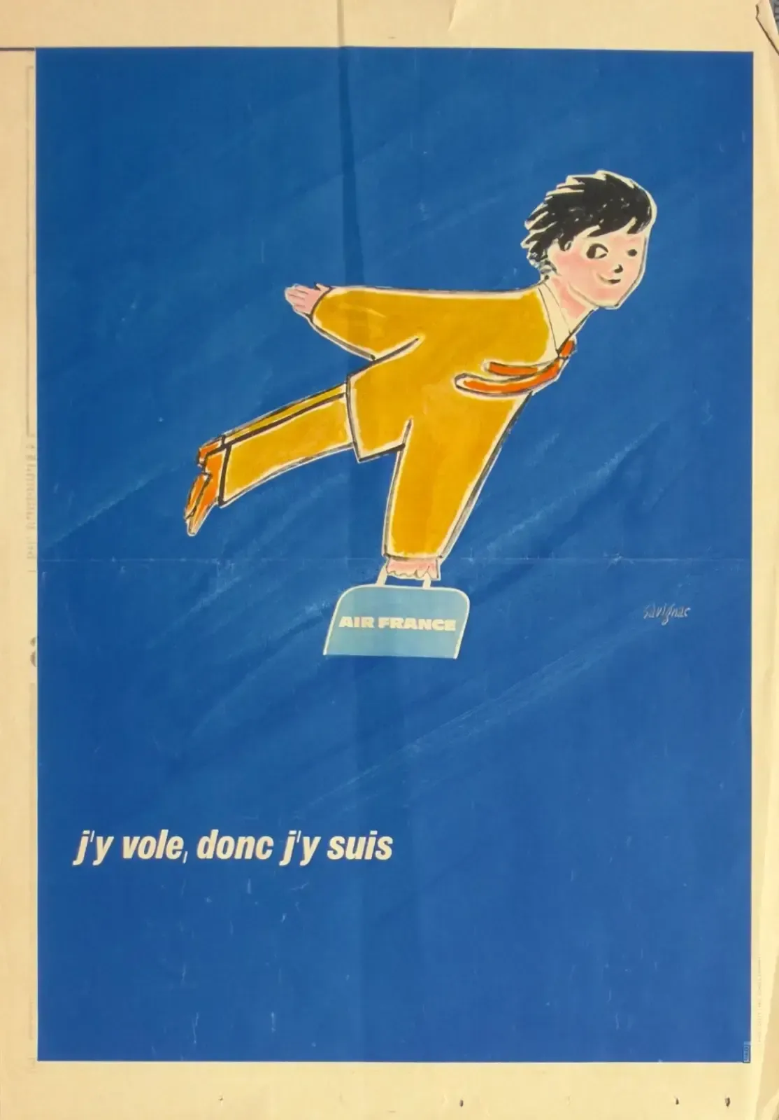 Raymond Savignac   Vintage Air France Poster 1970 Heliogravure Art