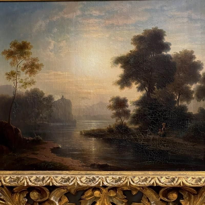 Riverscape Oil On Canvas, In The Manner Of Carl Johan Fahlcrantz (1774   1861) photo for sale