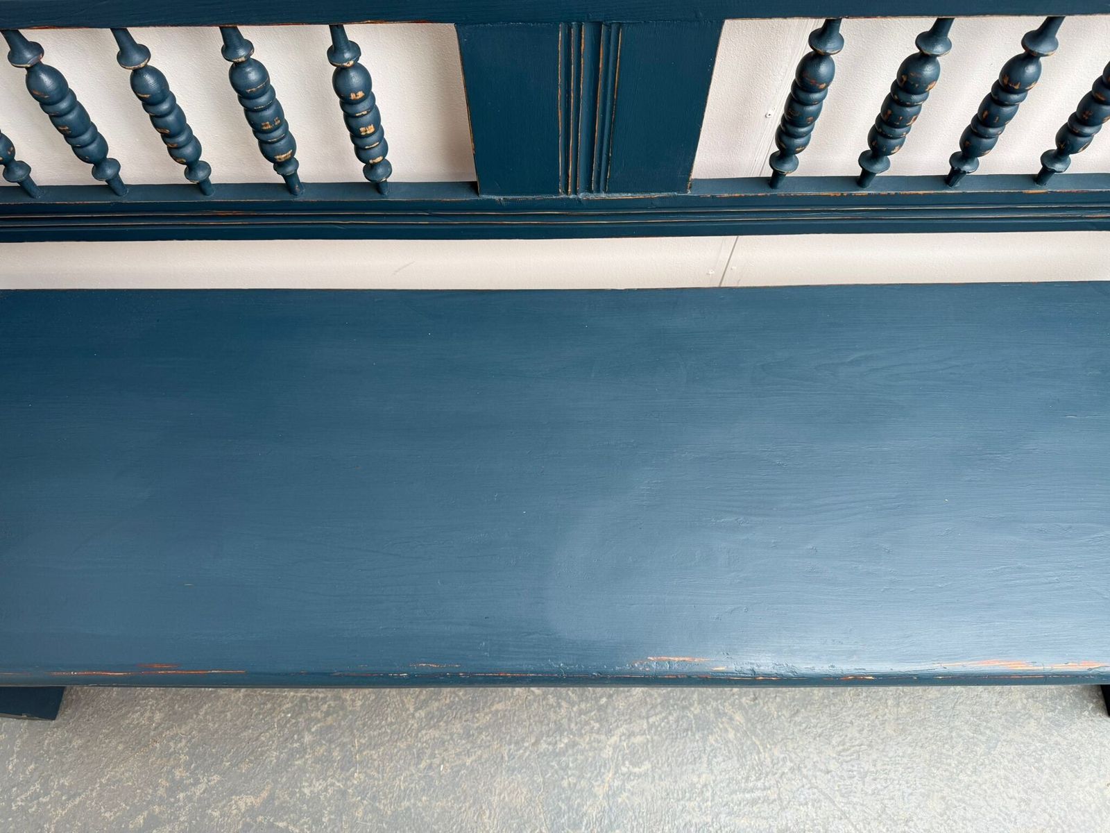 An Amazing Painted Blue Early Victorian Original Hungarian 3 Seater Bench photo vintage
