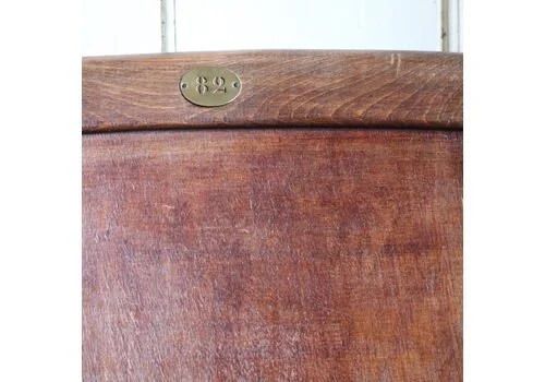 Antique English Beech & Cast Iron Folding Cinema Seats — Brass Numbered Pair, Early 20th Century photo Furniture