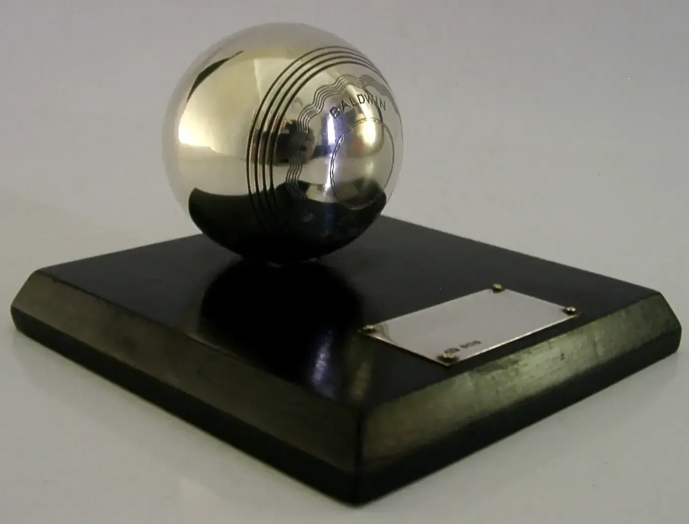 Unusual Sterling Silver Bowling Ball Trophy 1930 Art Deco Baldwin Sports photo vinterior