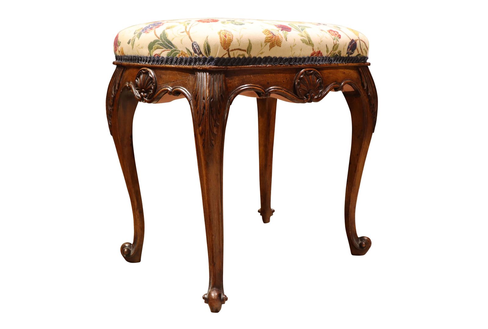 Elegant Late 19th Century Mahogany Stool With Cabriole Legs, C.1880 photo furniture