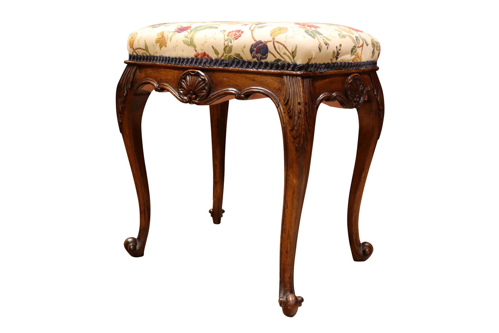 Elegant Late 19th Century Mahogany Stool With Cabriole Legs, C.1880 photo Furniture