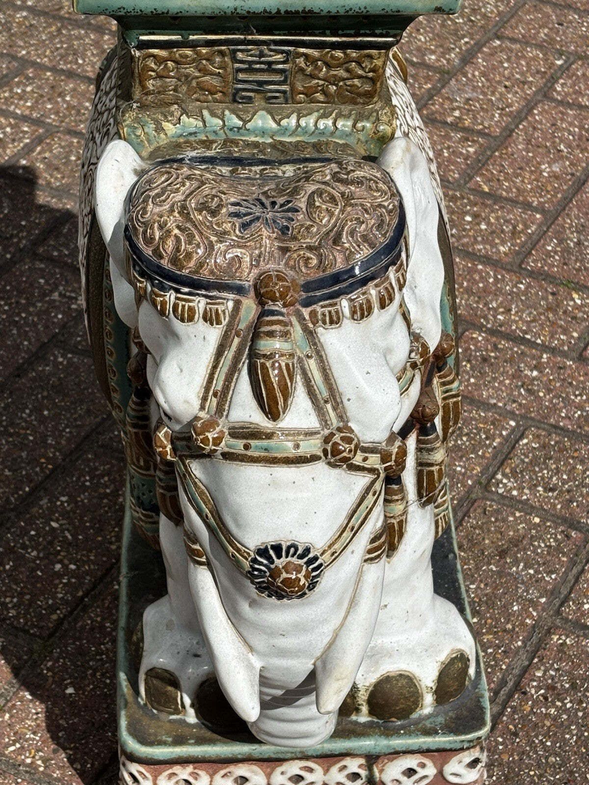 Large Old Chinese Ceramic Elephant Garden Stool. photo 795.0