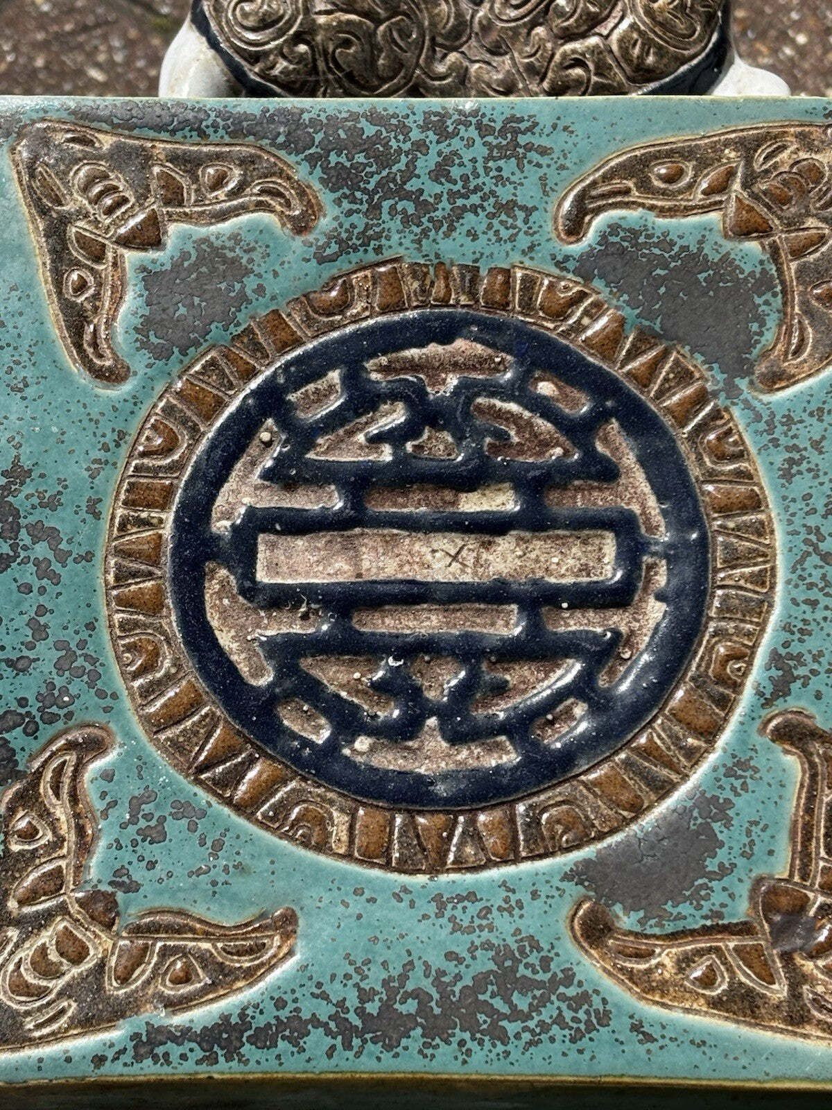 photo furniture Large Old Chinese Ceramic Elephant Garden Stool.