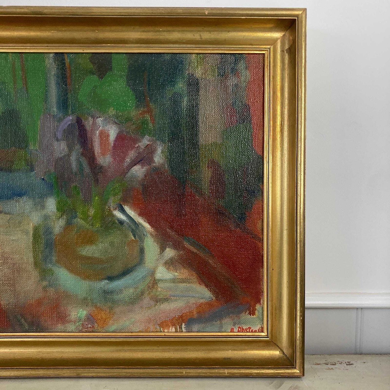 Spring Flowers   Vintage Danish Original Oil Floral Still Life Painting photo vinterior