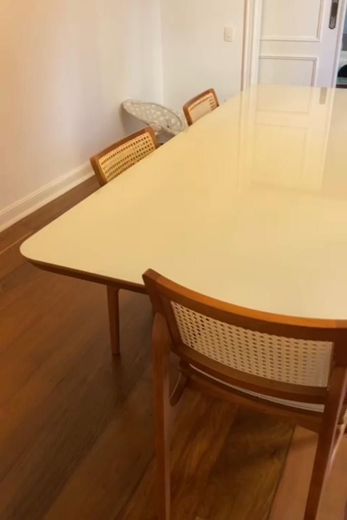 Brazilian Chestnut & Rattan Cane Dining Table And 6 Chairs , Mid Century Modern photo for sale
