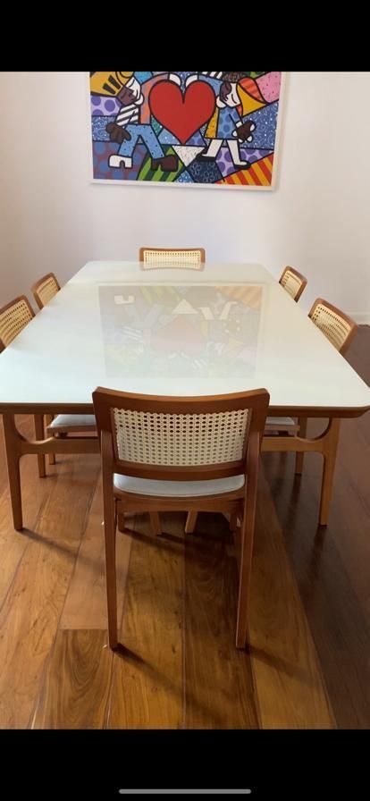Brazilian Chestnut & Rattan Cane Dining Table And 6 Chairs , Mid Century Modern photo Furniture