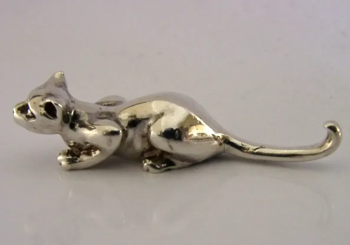 Brian Fuller Blf Sterling Silver Cast Cat Figure London 2000 Designer Animal photo Home Decor